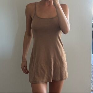 Simple Spaghetti Strap Mini Dress - Taupe
